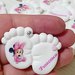 Bomboniera Minnie bimba piedini calamita magnete segnaposto con strass brillantini  battesimo Compleanno nascita 