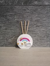 Bomboniera profumatore arcobaleno artigianale personalizzabile compleanno o battesimo bimba unicorno