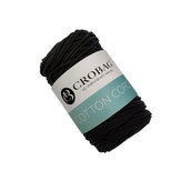 Cotton Cord - Cordino Morbido Di Cotone Da 3 Mm. In Gomitolo Da 200 Gr. - NERO