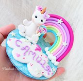 🎂Statuina unicorno fimo sopratorta compleanno bomboniera Madrina🦄