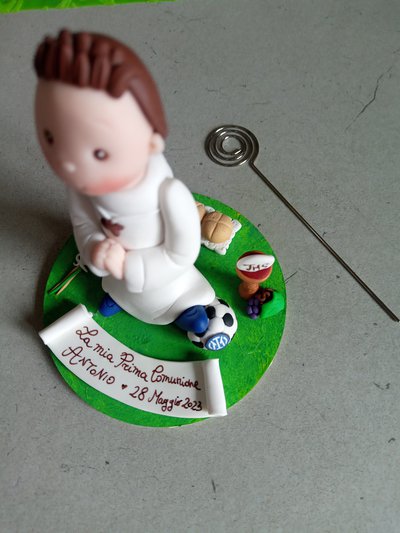 Statuina cake Topper comunione calcio calciatore artigianale