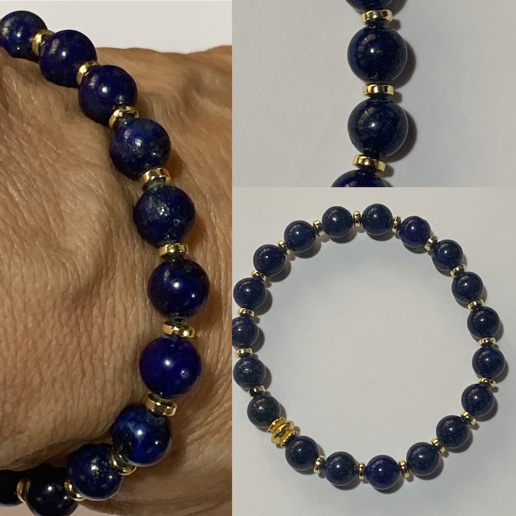 Bracciale Lapislazzuli 8mm Con Mantra Argento 925 - Bracciale Di Protezione Chakra Buddha
