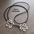 Collana lunga lariat nera con Fiori in zama argento - WSN04