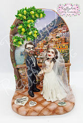 Cake topper matrimonio “Positano Wedding” (personalizzabile)