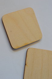 20 Sagome in legno artigianale decoro decoupage arredo quadrata angoli stondati cm 5x5