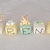 Cake topper cubi con orsetti in scala verde e giallo con dettagli oro 5 cubi 5 lettere personalizzabile