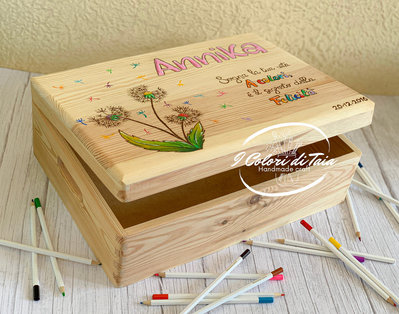 Scatole Decorative Cubo In Legno Con Manici Bianchi | Portaoggetti Fai Da Te E Decorazione