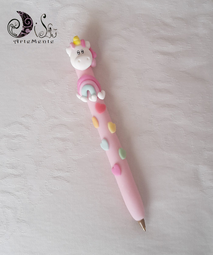 Penna unicorno cuori arcobaleno idea regalo unicorno bimba donna ra