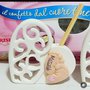  Bomboniera profumatore cuore battesimo piedini bimba 9,5cm gesso ceramico segnaposto 