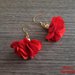 Orecchini pendenti fiore in tessuto Rosso e oro - WFE04