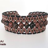 Bracciale regolabile di Mogano Ossidiana in tessitura - WGB03