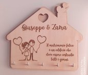 appendichiavi da parete casetta legno personalizzato famiglia home handmade laser regalo natale