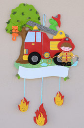 Fiocco nascita il piccolo pompiere e Grisù, 54 x 35 cm