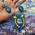 Girocollo, collana, acciaio, argilla polimerica, bead embrodery, Van Gogh, Notte Stellata