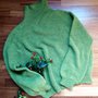 Maglione donna oversize in alpaca, maglione a collo alto, manica a palloncino, maglione oversize verde brillante, fatto a mano ai ferri