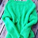 Maglione mohair verde brillante, pullover scollo a barca, maglione sexy spalla scoperta per donna, maglione boho
