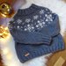 Maglione di Natale donna con fiocchi di neve, maglione lana azzurro, maglione natalizio donna, maglione alpaca fatto a mano, maglia in lana