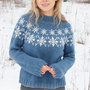 Maglione di Natale donna con fiocchi di neve, maglione lana azzurro, maglione natalizio donna, maglione alpaca fatto a mano, maglia in lana