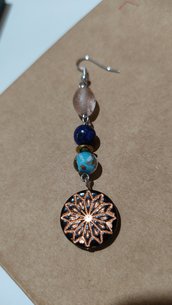 Orecchini perle di Boemia forme diverse, perle di vetro e agata blu
