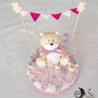 Cake topper orsetto e dolcetti con bandierine e palloncino bimba 