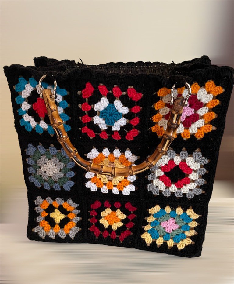 Nuova borsa in bambù con sensazione di fascia alta, paillettes colorati