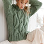 Maglione donna con trecce, maglione in lana fatto a mano, maglione in alpaca, maglione di lana grossa, maglione collo alto, maglione sci