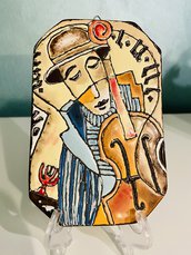Il musicante - piastrella in ceramica