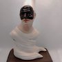 Busto Pulcinella  maschera effetto legno.