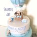 Torta Scenografica Battesimo primo compleanno bambino azzurro mongolfiera e trenino orsetti 