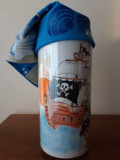 Barattolo decorativo con luce: pirata e nave corsara.