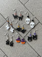 Lotto orecchini pendenti Halloween di plastica fatti con stampante 3D