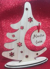 albero di natale legno auguri handmade laser regalo maestra decorazione addobbo personalizzato christmas