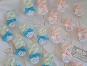 Marshmallow in stecco spiedini di caramelle per sweet table nascita battesimo compleanno bimba bimbo