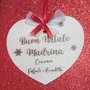 decorazione cuore personalizzata legno albero di natale incisione famiglia nome personalizzato handmade laser regalo