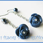 Orecchini Rose Blu Fimo cernti bijoux handmade Abbinabili al bracciale Butterfly Nai