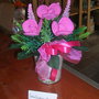 Composizione fiori realizzati all'uncinetto - tre rose rosa