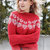 maglione di natale rosso con cuori bianchi, maglione natalizio donna , maglione rosso fatto a mano, maglione norvegese rosso e bianco