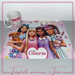 Set tovaglietta + tazza Barbie personalizzabile con nome