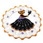 Centrino di Halloween bianco con strega nera ad uncinetto in cotone 29 cm - 2HL