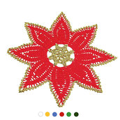 Centrino stella di Natale rosso e oro ad uncinetto in cotone 35 cm - 11NTL