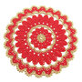 Centrino di Natale rosso e oro ad uncinetto in cotone 26.5 cm - 16NTL