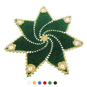 Centrino stella di Natale verde e oro ad uncinetto in cotone 36 cm - 12NTL