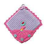 Presina lilla e rosa scuro con damina ad uncinetto 19.5x20 cm - 55PRS