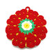 Presina rotonda fiore rosso ad uncinetto in cotone 12 cm - 3PRS