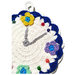 Presina orologio bianco e blu ad uncinetto in cotone 13x15 cm - 51PRS