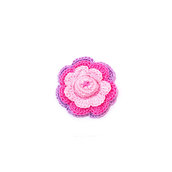 Fiore rosa e lilla ad uncinetto in cotone 5 cm - 5 PEZZI - 32PP