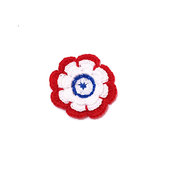 Fiore bianco, rosso e blu ad uncinetto 6 cm - 5 PEZZI - 6NDP