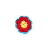 Fiore rosso e turchese ad uncinetto in cotone 5 cm - 5 PEZZI - 31PLC