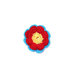 Fiore rosso e turchese ad uncinetto in cotone 5 cm - 5 PEZZI - 31PLC