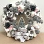 Ghirlanda decorativa -PICCOLA 20 cm- colore Bianca e grigia 